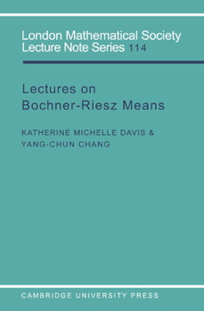 Paperback Lectures on Bochner-Riesz Means Book