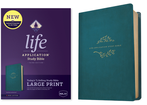 Imitation Leather NKJV Life Application Study Bible, Third Edition, Large Print (Leatherlike, Teal Blue, Red Letter) Book