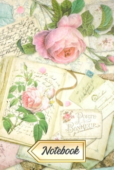 Notebook: Blank Lined Notebook Journal - Pink Roses French Ephemera Collage Design Cover