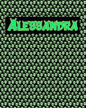 Paperback 120 Page Handwriting Practice Book with Green Alien Cover Alessandra: Primary Grades Handwriting Book