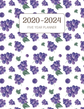 2020-2024 Five Year Planner: Monthly Agenda & Schedule with US Holidays - 60 Months or 5 Years - Grape (Appointment Diary With Todo List & Notes - Fruit)