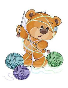 Notebook: Cute Teddy Bear With Wool & Knitting Needles, Lined Notebook, Large Size - Wide Ruled.