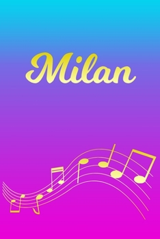 Milan: Sheet Music Note Manuscript Notebook Paper | Pink Blue Gold  Personalized Letter M Initial Custom First Name Cover | Musician Composer ... Notepad Notation Guide | Compose Write Songs