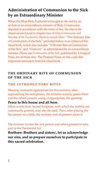 Misc. Administration of Communion to the Sick by an Extraordinary Minister Book