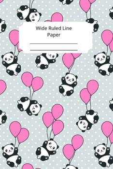 Cute Baby Panda Theme Wide Ruled Line Paper