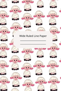 Paperback Cute Baby Sheep Theme Wide Ruled Line Paper Book