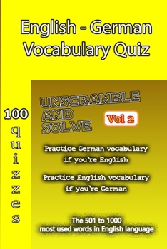 Paperback English - German Vocabulary Quiz - Match the Words - Volume 2 Book
