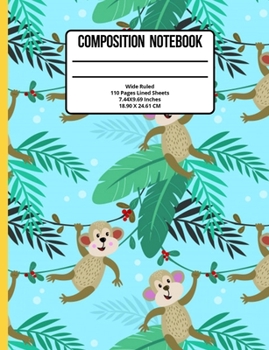 Paperback Composition Notebook Wide Ruled: Monkey 110 Pages Book