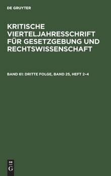 Hardcover Dritte Folge, Band 25, Heft 2-4 [German] Book