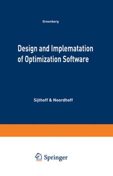 Paperback Design and Implementation of Optimization Software Book