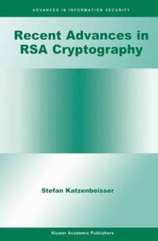 Hardcover Recent Advances in Rsa Cryptography Book