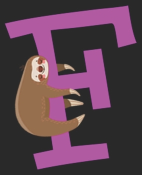 F: Cute Sloth Initial Letter First Name Purple Girl Composition Notebook 100 College Ruled Pages Journal Diary