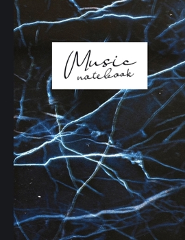Music notebook: wide staff manuscript paper | 8.5x11 | 120 pages | 8 staves per page | easy to write on | light blue thunder marble stone | perfect for students, musicians and composers