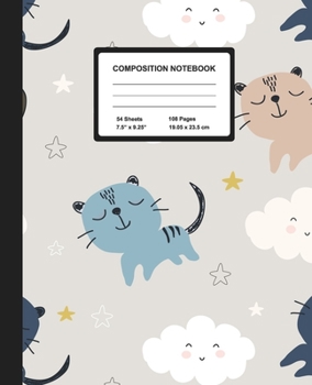 Paperback Composition Notebook: Cute Cats - Wide Ruled Paper Journal - Blank Lined Workbook for Teens Kids Students Girls, for Home School & Writing N Book