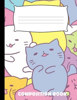 Paperback Composition Book: Kwaii Kitty Composition Notebook Wide Ruled Book