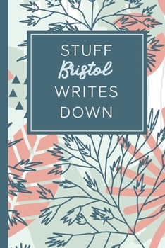 Paperback Stuff Bristol Writes Down: Personalized Journal / Notebook (6 x 9 inch) STUNNING Tropical Teal and Blush Pink Pattern Book