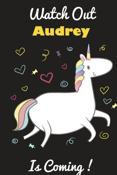 Paperback Audrey: Cute Unicorn - Personalized Blank Lined Journal Notebook Gift For Girls Book