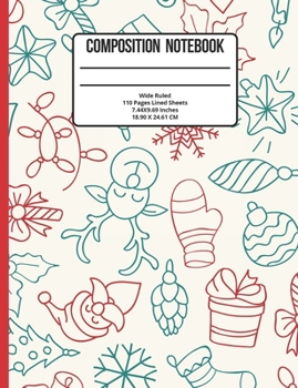 Paperback Composition Notebook Wide Ruled: Christmas 110 Pages Book