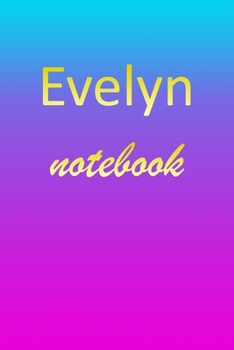 Evelyn: Blank Notebook | Wide Ruled Lined Paper Notepad | Writing Pad Practice Journal | Custom Personalized First Name Initial E Blue Purple Gold  | ... Homeschool & University Organizer Daybook