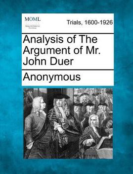 Paperback Analysis of the Argument of Mr. John Duer Book