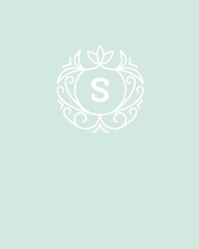S: 110 Dot-Grid Pages | Monogram Journal and Notebook with a Light Mint Green Background and Simple Vintage Elegant Design | Personalized Initial Letter Journal | Monogramed Composition Notebook