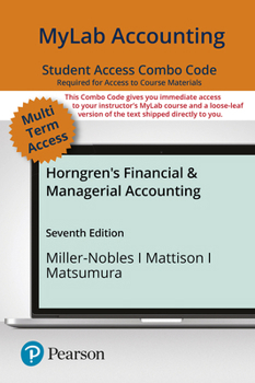 Printed Access Code Mylab Accounting with Pearson Etext -- Combo Access Card -- For Horngren's Financial & Managerial Accounting Book