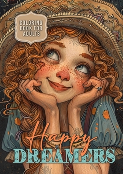Paperback Happy Dreamers Coloring Book for Adults: Portrait Coloring Book for Adults Grayscale cute faces coloring book daydreamer Book