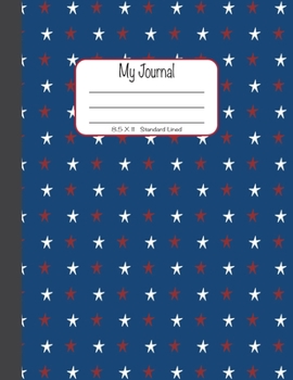 Paperback My Journal: 8.5x11, Standard Lined - Red and White Stars on Blue Book