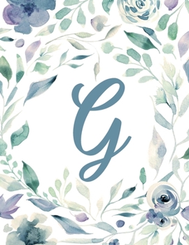 G: Light Purple Floral 8.5”x11” Lined Notebook (Light Purple Floral Alphabet Series - Letter G)