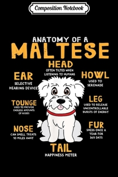 Composition Notebook: Maltese Funny Anatomy of Dog Mom Dad Gift  Journal/Notebook Blank Lined Ruled 6x9 100 Pages