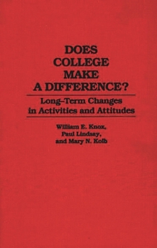 Hardcover Does College Make a Difference?: Long-Term Changes in Activities and Attitudes Book