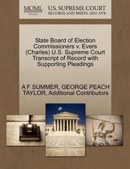 Paperback State Board of Election Commissioners V. Evers (Charles) U.S. Supreme Court Transcript of Record with Supporting Pleadings Book