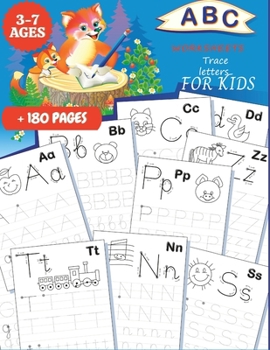 Paperback ABC Worksheets: TRACE LETTERS FOR KIDS 3-7 AGES: Practice for Kids with Pen Control, Line Tracing, Fun Book to Practice Writing, Trace Book