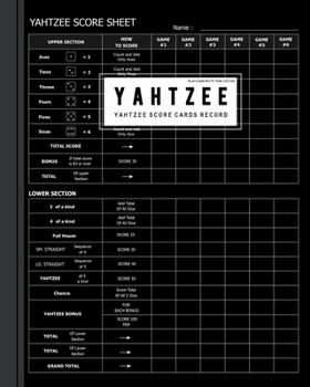 Paperback Black and White Publishing Yahtzee Score Cards: Yahtzee Game Sheet Keeper for Multiple Games of Yahtzee Score Record with Players Write in the player Book