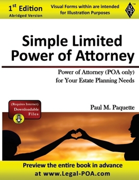 Paperback Simple Power of Attorney: Fillable Power of Attorney (POA Only) For Your Estate Planning Needs Book