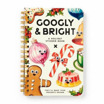Brass Monkey Googly & Bright – Sticker Book with 18 Pages of Traditional Vintage Inspired Holiday Stickers and 2 Pages of Googly Eye Stickers