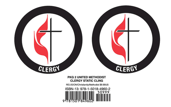 Hardcover United Methodist Cross & Flame Clergy Static Cling (Pkg of 2) Book