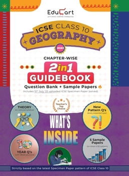 Paperback Educart ICSE Class 10 Geography Guidebook 2022-23 Question Bank + Sample Papers 2023 Exam (Including Previous 10 Years Questions) Book