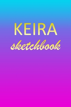 Paperback Keira: Sketchbook - Blank Imaginative Sketch Book Paper - Pink Blue Gold Custom Letter K Personalized Cover - Teach & Practic Book
