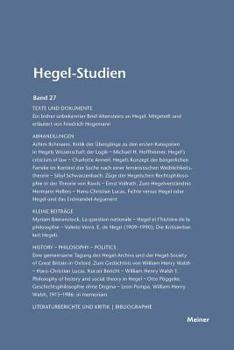 Paperback Hegel-Studien / Hegel-Studien Band 27 (1992) [German] Book