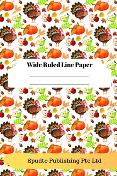 Paperback Fall and Thanksgiving Theme Wide Ruled Line Paper Book