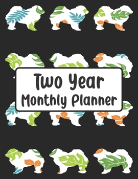 Paperback Two Year Monthly Planner: Flower Chow Chow Dog - 24 Month Calendar Schedule Agenda Organizer with Notes, Address Log & Password Book