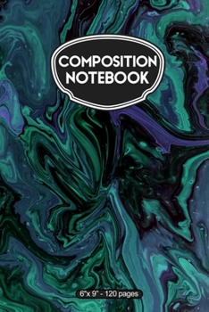 Paperback Composition Notebook: Aqua Blend Liquid Marble 6" X 9" 120 Page Notebook Book