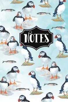 Notes: Atlantic Puffin Notebook Birds Fish Pattern 6"x9" 120 Blank Lined Pages