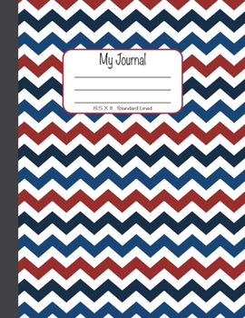 Paperback My Journal: 8.5x11, Standard Lined - Blue, White and Red Zigzags Book
