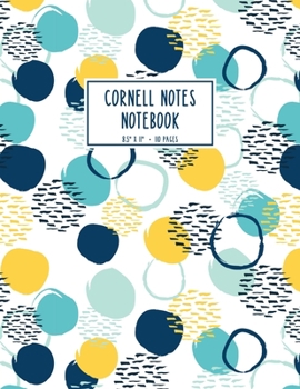 Cornell Notes Notebook: Blue and Yellow Abstract Circle Pattern Cornell Method Note Taking System