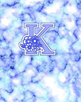 K : Gorgeous Marble Monogram Initial Notebook for Ladies with Flower Design on Each Page