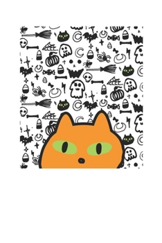 Paperback Cool Orange Cat Halloween Doodle 120 Page Notebook Lined Journal for Halloween Lovers Book