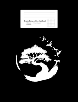 Graph Composition Notebook: Math, Physics, Science Exercise Book - Bonsai Tree With Birds Minimalist Retro Japanese Art Gift - Black 5x5 Graph Paper - ... Teens, Boys, Girls - 7.5"x9.75" 100 pages