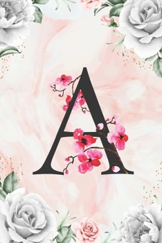A: Cute Initial Monogram Letter A Gratitude and Daily Reflection Journal For Mindfulness and Productivity A 120 Day Daily Gratitude Journal with Marble Pattern with White Flower Framed Print